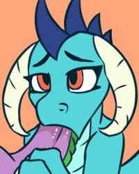 2017 ambiguous_gender animated dragon duo faceless_male fearingfun friendship_is_magic horn male male/ambiguous my_little_pony oral penis princess_ember_(mlp) sex simple_background smooth_skin solo_focus spike_(mlp)