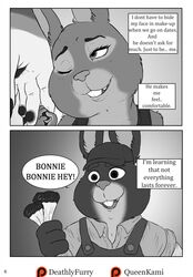 absurd_res animal_genitalia anthro black_and_white bonnie_hopps breasts canine clothing comic deathlyfurry disney english_text female hi_res interspecies lagomorph male mammal page_6 penetration penis pussy rabbit sex vaginal_penetration zootopia