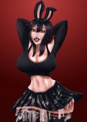 
 alicia_(minstlufangirl) aliciaa black_hair bunny_ears bunny_girl comission cum cum_in_throat cum_wearing falda fangirl_minstlu girlfriend halighuntress tomboy