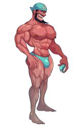 archie_(pokemon) balls bara beard bulge facial_hair flaccid floatiesoda headkerchief male male_only muscles muscular nintendo penis pokemon solo solo_male team_aqua