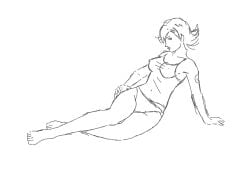 arm_tattoo bare_legs laying_on_side legs meryl_silverburgh metal_gear metal_gear_solid panties pantsless pencil_(artwork) rough_sketch sketch t-shirt