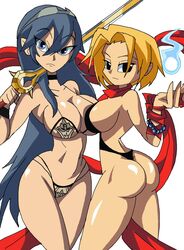 2girls alternate_breast_size anna_kyoyama arms_up back_view backless bare_shoulders big_breasts bikini bikini_bottom bikini_top black_eyes blonde_hair blue_eyes blue_flame blue_hair bra bracelet bubble_butt busty butt_crack cleavage clothing crossover curvy dat_ass duo female female_only fire_emblem fire_emblem_awakening flame front_view g-string hair_ornament hairband holding_object hourglass_figure human large_breasts leotard long_hair looking_at_viewer looking_back lucina_(fire_emblem) manic47 multiple_females multiple_girls nintendo one-piece_swimsuit open_mouth panties pose posing princess royalty scarf shaman_king shiny shiny_skin short_hair simple_background standing sword teenage thong very_long_hair video_game video_games voluptuous weapon white_background wide_hips yellow_hair yuri