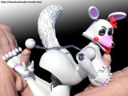 3d animatronic anthro canine female five_nights_at_freddy's five_nights_at_freddy's_2 foot_fetish footjob fox human human_on_anthro idsaybucketsofart interspecies machine mammal mangle_(fnaf) robot sex video_games