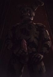 ai_generated animatronic erection five_nights_at_freddy's five_nights_at_freddy's_3 male masturbation penis precum precum_on_penis robot springtrap springtrap_(fnaf) standing viewed_from_below