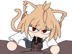 1boy 1girls 2026 2d anthro blonde_hair blowjob cat_ears cat_tail catgirl clothed clothing cock dark-skinned_male dark_skin dick feline fellatio female furry furry_female hair light-skinned_female light_skin looking_at_viewer male melty_blood meweeze neco-arc oral oral_sex penis penis_in_mouth plain_background red_eyes saliva saliva_on_penis straight tsukihime twitter_link white_background