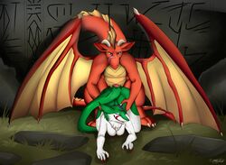 2017 absurd_res animal_genitalia anthro ass big_butt breasts claws crest cum cum_in_pussy cum_inside dragon duo erection female feral fur green_fur highres horn long_ears male melanie_watterson motosuwa nipples nude penetration penis red_scales scales scalie sergal sex smile straight thaismotosuwa tongue tongue_out vaginal_penetration white_fur wings yolfrin