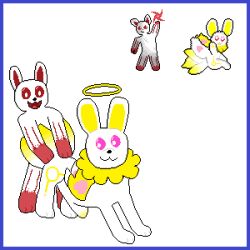 2025 3_tails 3_toes :3 all_fours ambiguous_gender ambiguous_penetration angel anthro black_nose black_outline blue_border border canid canine dess_(watermelonbeckon) digital_media_(artwork) doggy_style double_wings duo feathered_wings feathers feet female female_(lore) feral flame_markings from_behind_position fur fur_markings halo happy happy_sex heart_symbol hi_res holding_butt lagomorph leporid lily_(watermelonbeckon) looking_at_another looking_at_partner male male/ambiguous male_(lore) mammal markings multi_tail neck_tuft nude outline penetration penile penile_penetration penis pink_eyes pixel_(artwork) pupils rabbit red_ears red_eyes red_insides red_paws reference_image sex smile standing standing_sex stomach_bulge tail three-quarter_view toes toony tuft vortex watermelonbeckon white_pupils white_wings wings yellow_ears yellow_insides yellow_wings