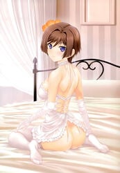 ass bed female lingerie looking_at_viewer miyata_sou muv-luv muv-luv_alternative_-_total_eclipse pose takamura_yui