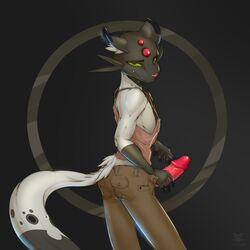 1boy 2017 anthro clothing digital_media_(artwork) furry male male_only nintendo pants penis persian pinup pokemon pose ratcha_(artist) smile solo video_games