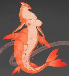 absurd_res apode areola big_breasts breasts female fur genitals hi_res hybrid khemmmis legless marine merfolk nipples nude pussy simple_background solo split_form vulva