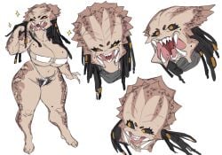 1girls big_breasts breasts female female_focus female_only female_yautja large_breasts lightsource predator_(franchise) pubic_hair shortstack solo solo_female solo_focus yautja