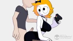 1boy 1girls 3d 3d_animation ambiguous_penetration animated ass bent_over bouncing_ass bouncing_breasts breasts breasts_out cel_shading confusion derp_eyes derpina female from_behind game_controller hot_dogging male naked_female nude_female orange_hair painted_nails penetration penis rage_comics rubbing_penis_on_ass sex sex_from_behind sharpybutts sound straight straight_sex tagme thrusting video white_body