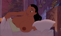 accurate_art_style big_breasts breasts dark-skinned_female dark_skin disney edit huge_breasts lilo_and_stitch nani_pelekai nipples poivoit screenshot screenshot_edit tagme