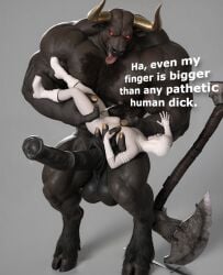 3d 3d_(artwork) anal anal_fingering anal_insertion anonymous_male anthro anthro_on_human anthro_on_male bad_end before_rape before_sex bovid bulge bull chest chest_hair chest_tuft cum cumming_while_penetrated cumshot dripping_precum english_text equine_penis erection fingering forced forced_orgasm glowing_eyes hdregrets hooves horns horsecock huge_cock large_balls large_penis large_testicles male_only minotaur monster muscular muscular_anthro muscular_male orgasm orgasm_from_anal pecs penis_size_difference precum size_difference stomach_bulge testicles text tongue tongue_out