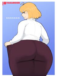 alternate_version_available arcueid_brunestud ass big_ass big_breasts big_butt blonde_hair blue_skirt blush breasts bubble_ass bubble_butt embarrassed enormous_ass enormous_butt female flustered huge_ass huge_butt large_ass large_butt looking_back miniskirt plump red_eyes skirt source_request sweater takamoom thick_ass thick_thighs tsukihime tsukihime_(remake)