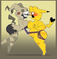 2girls ass breasts chubby female grabbing_ass mimikyu nude picknpull pikachu pokemon tagme