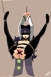 ahe_gao anal anal_beads anal_insertion belt black_hair blake_belladonna blindfold bondage boots breasts breasts_out crotch_cutout dildo double_penetration drool drooling female hairbow helpless high_heels human insertion large_anal_beads legs legs_apart legs_held_open looking_pleasured mouth_open nipples open_mouth pussy restrained ripped_clothing rwby saliva sex_toy sillygirl sinner solo tape thigh_boots tongue_out torn_clothes torn_pants vagina vaginal_insertion