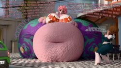 3d allthingsmassive bean_smile big_ass big_belly big_breasts big_butt brown_hair corruption dark_sclera dialogue gigantic_ass gigantic_butt glamrockchatty hooters huge_ass huge_belly huge_breasts huge_butt hyper_ass hyper_belly mina_ashido my_hero_academia ochako_uraraka ochako_uraraka_(hero_outfit) pink_hair pink_skin plushie plushification princhurnin smiley_face ssbbw text transformation yellow_pupils