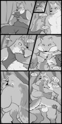 anthro balls big_penis breasts clamp_(lagotrope) clothing comic female forced gnoll grasswind lagotrope male mammal penis rape sex small_breasts standing straight tagme torn_clothing