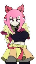 big_ass big_breasts brawl_stars choker melodie_(brawl_stars) pink_eyes pink_hair skirt