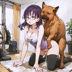 1dog 1girls ai_generated himeno_akari lazor tagme zoophilia