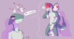 anthro blush clothed clothing duo fish heart male marine masturbation nipples nude serex shark sharky_(serex) simple_background standing sweat unknown_species yaoi