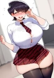 1girls ai_generated black_hair breasts female floox hi_res huge_breasts komi-san_wa_komyushou_desu komi_shuuko light-skinned_female light_skin massive_breasts mature_female milf mother short_hair thick_thighs wide_hips