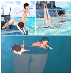 2girls big_hero_6 cass_hamada comic crossover disney female helen_parr marvel pixar sexfightfun tagme the_incredibles underwater