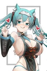 belly big_breasts blue_hair blush breasts breasts_bigger_than_head cleavage clothed clothing hair hatsune_miku hyper_breasts legs mouth tagme tagme_(artist) thick_thighs tongue tongue_out vocaloid yuyuuyuyuu__