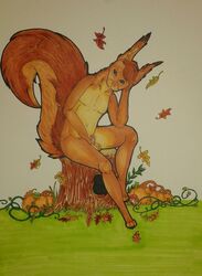 2015 anthro green_eyes iora_rua male mammal midnight_rose116 nude penis penis_tip red_squirrel rodent solo squirrel