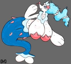 1girls anus areolae big_areola big_breasts blue_eyes blue_hair breasts breasts_bigger_than_head curvaceous curvy curvy_figure female female_only game_freak ghostfuckrr grey_background heart huge_breasts long_hair mostly_nude nintendo nipple_covers open_mouth pinniped pokemon pokemon_sm primarina pussy pussy_juice solo solo_female starfish starfish_pasties sweat sweaty_body sweaty_breasts tagme voluptuous voluptuous_female