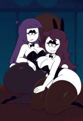 ai_generated bunnysuit carmen_(spooky_month) civitai huge_ass landidzu_(style) lila_(spooky_month) spooky_month sr_pelo tagme yuri