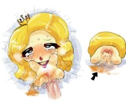 anal anal_sex blonde_hair catch!_teenieping crown cub lolita lowres narrping necklace peeing princess squirting yellow_body