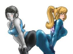 2girls ass_to_ass female female_only metroid multiple_girls samus_aran wii_fit wii_fit_trainer