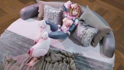 breasts_out horny_expression overwatch seductive_eyes seductive_look seductive_smile uravity_juno wardrobe_malfunction
