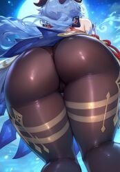 1girls ass ass_focus big_ass big_butt cameltoe depressu from_below ganyu_(genshin_impact) genshin_impact huge_breasts looking_away pantyhose thick_thighs