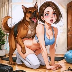 1dog 1girls ai_generated jill_valentine lazor tagme zoophilia