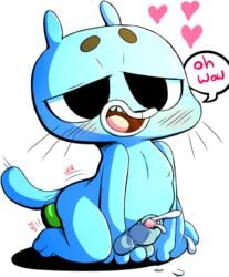 anal anal_masturbation anal_sex anthro balls cartoon_network dildo feline gumball_watterson heart lemon_smoothie male male_only mammal masturbation penetration penis sex_toy solo the_amazing_world_of_gumball