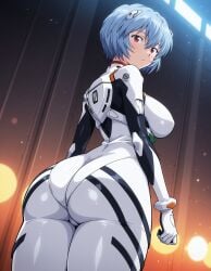 ai_generated alternate_breast_size ass ass_focus big_breasts blue_hair large_breasts neon_genesis_evangelion plugsuit rei_ayanami steak_ai tagme