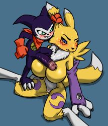 2025 3_fingers 3_toes anthro anthro_on_anthro armwear aroused balls bandai_namco barefoot big_breasts big_penis biped black_nose black_sclera blue_eyes blush blush_lines bodily_fluids breasts canid canine claw_toes claws clothing color_edit colored demon digimon digimon_(species) digital_media_(artwork) digitigrade dipstick_tail dominant dominant_male duo ear_grab eyebrows eyelashes featureless_breasts feet female female_anthro finger_claws fingers foreskin fox fur genital_fluids genitals glans glistening glistening_breasts gloves green_eyes grin handwear humanoid_genitalia humanoid_penis humanoid_vulva imp impmon interspecies kerchief larger_female leg_markings looking_down male male/female male_anthro mammal markings mostly_nude mostly_nude_anthro mostly_nude_female mostly_nude_male neckerchief neckwear nude one_eye_closed penis penis_across_breasts penis_on_breast pink_glans purple_armwear purple_clothing purple_markings pussy questionable_consent renamon retracted_foreskin ruff signature sitting size_difference small_but_hung small_dom_big_sub smaller_male smile soulcentinel squitoo standing submissive submissive_female sweat sweaty_face tail tail_markings third-party_edit toes uncircumcised urethra vaginal_fluids vein veiny_penis vulva yin_yang