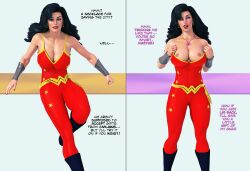 1girls 3d 3d_(artwork) 3d_model 3d_render before_and_after black_hair blue_eyes boots bracelet breasts breasts_out cleavage comic dc dc_comics dialogue donna_troy earrings english english_text exposed_breasts exposing exposing_breasts eye_color_change eyeshadow female female_only hypnosis hypnotic hypnotic_accessory justice_league licking licking_lips lipstick makeup mind_control nipples nipples_outside op-tron panels pink_eyes pink_kryptonite pov red_lipstick red_nails revealing revealing_breasts simple_background solo solo_female spiral_eyes teen_titans text tongue tongue_out unseen_character wonder_woman_(series)