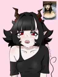 breasts cum_on_face demon_girl facial female goth gothic gothic_girl hell horns horns_girl maggy_(maggys_basement) maggys_basement succubus succubus_horns succubus_tail