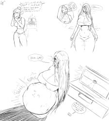 2d 2d_(artwork) 2d_artwork 2girls after_vore big_boobs big_breasts big_tits boobs breasts cleavage digestion digital_drawing_(artwork) digital_media_(artwork) female female_only female_pred female_prey ghost ghost_girl ghost_pred hyper hyper_belly implied_vore ltaf no_color nsfw offscreen_vore post_vore sadako_yamamura simple_background tagme the_ring tits voluptuous voluptuous_female vore vore_belly yamamura_sadako