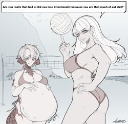 2girls 4kkc bikini digestion female female_only female_pred hyper hyper_belly imminent_vore post_vore tagme vore vore_belly
