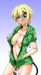 akatsuki_kirika blonde_hair female green_eyes kanten large_breasts looking_at_viewer pose senki_zesshou_symphogear