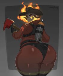 1girls 2d 2d_animation animated ass ass_focus axe big_ass bottom_heavy breasts cowboy_hat csarphong faceless faceless_female female female_only fempyro fire gas_tank gloves glowing_eyes jiggle jiggling_ass large_ass latex latex_gloves latex_suit looking_at_viewer looking_back mask masked_female pyro_(team_fortress_2) shaking shaking_ass shaking_butt solo team_fortress_2 yellow_eyes