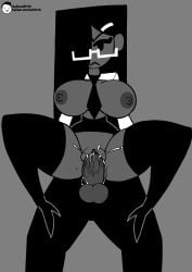1boy 1girls annoyed_expression big_breasts blush blush_lines breasts cum cum_in_pussy cum_inside feet female fluids glasses grey_body grey_nipples grey_skin male male/female motion_lines naked naked_female office_lady_(atastic) penis pussy sex strained_expression thick_thighs thigh_highs thighhighs unseen_character unseen_male vaginal vaginal_penetration voider_(artist) voidovoiderino white_glasses wide_hips
