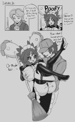anthro ass big_breasts bimbo bimbo_anthro bimbo_body bimbo_lip bimbo_lips bimboaudino bimbofication bimbovaporeon breasts broom cactus_girl carrying female gender_transformation grabbing_another's_breast heart_eyes high_heel_boots high_heels huge_breasts maid maid_outfit maid_uniform maractus mtf_transformation nipple_bulge pokémon_(species) pokemon pokemon_(species) short_hair tagme transformation