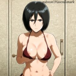 ai ai-created ai_art ai_assisted ai_generated attached attack attack_on_titan female female_focus female_only mikasa_ackerman sex shingeki_no_kyojin solo solo_female