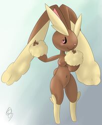 anthro ass big_ears breasts claws female hare hi_res lagomorph lopunny mammal nintendo paws pokémon_(species) pokemon pokemon_(species) pussy rabbit red_eyes rhuanfps solo solo_female video_games